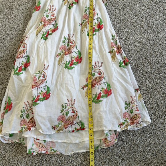 Ros Garden Womens XL White & Multicolor Peacock Print Dress With Flutter Sleeves - Picture 6 of 11